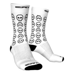 Meia Ciclismo ERT Desenho Skull Branca
