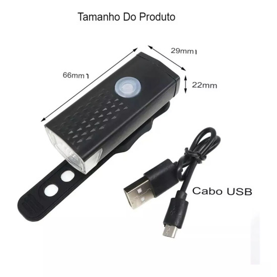 Farol LED + Lanterna Traseira Recarregáveis USB ZT3